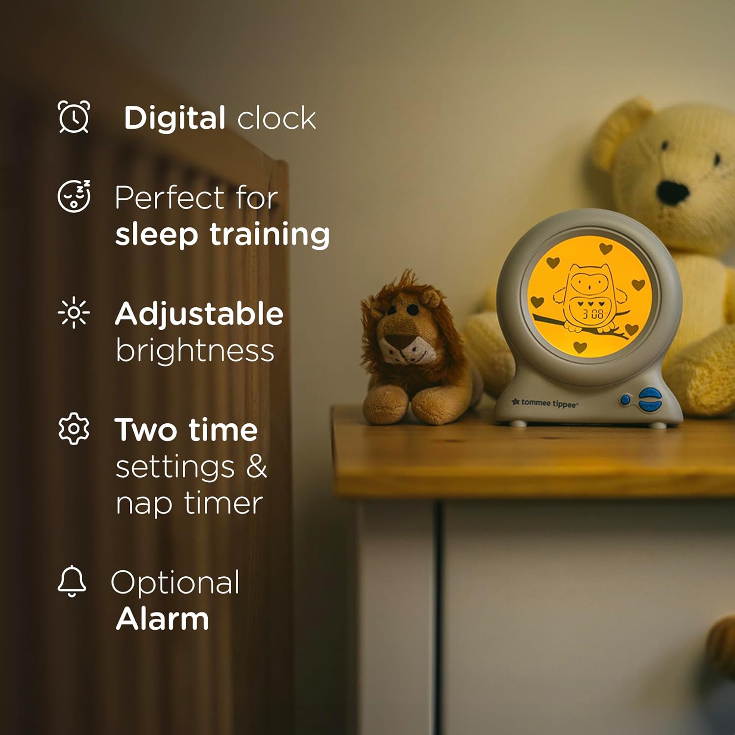Tommee Tippee Groclock Sleep Trainer Clock, Alarm Clock and Nightlight