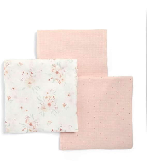 Large Floral Muslin Cloths - 3 Pack