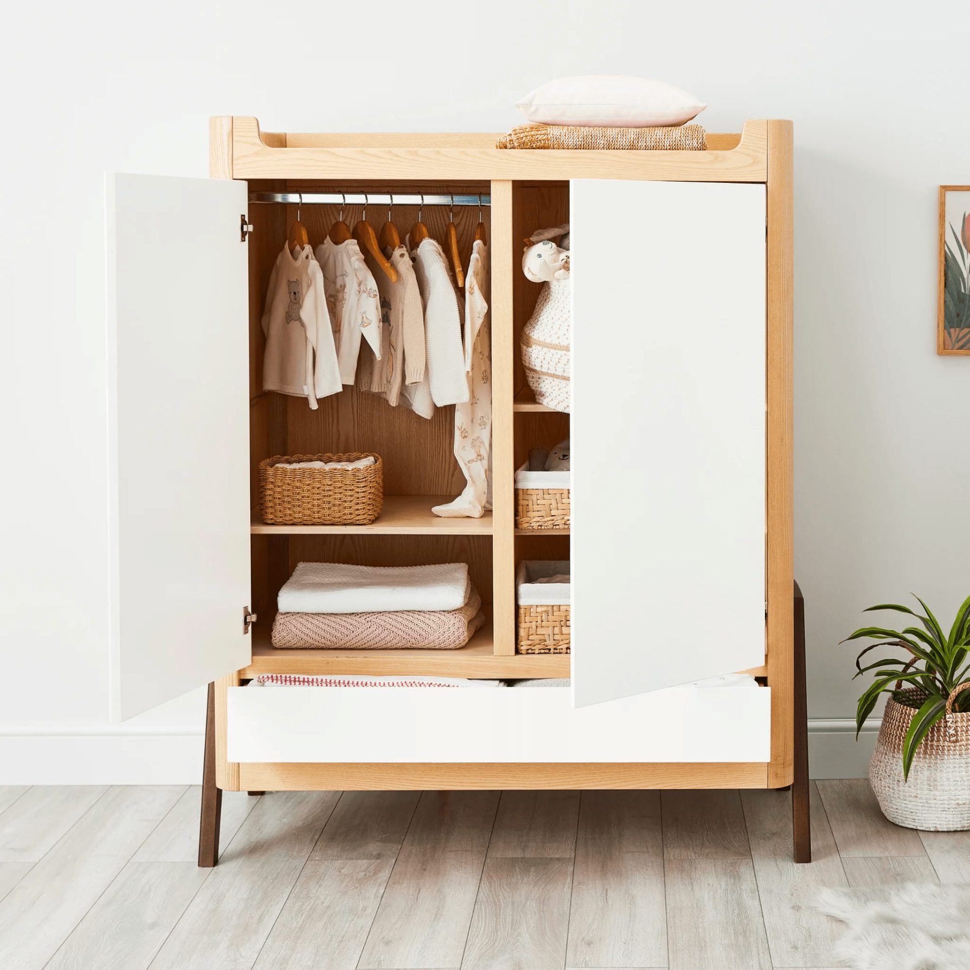 Gaia Wardrobe - Natural Ash | Walnut - PRE-ORDER - COLLECTION ONLY - Image 11