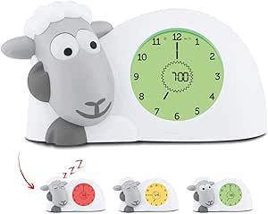 ZAZU Sam The Lamb-Sleep Trainer & Nightlight for Kids | Light Up Alarm Clock | Helps Teach Your Child When to Wake up with Visual Indicators | Adjustable Brightness | Auto Off
