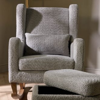 Tutti Bambini Harper Wingback Rocking Chair And Foot Stool - Cloud Grey