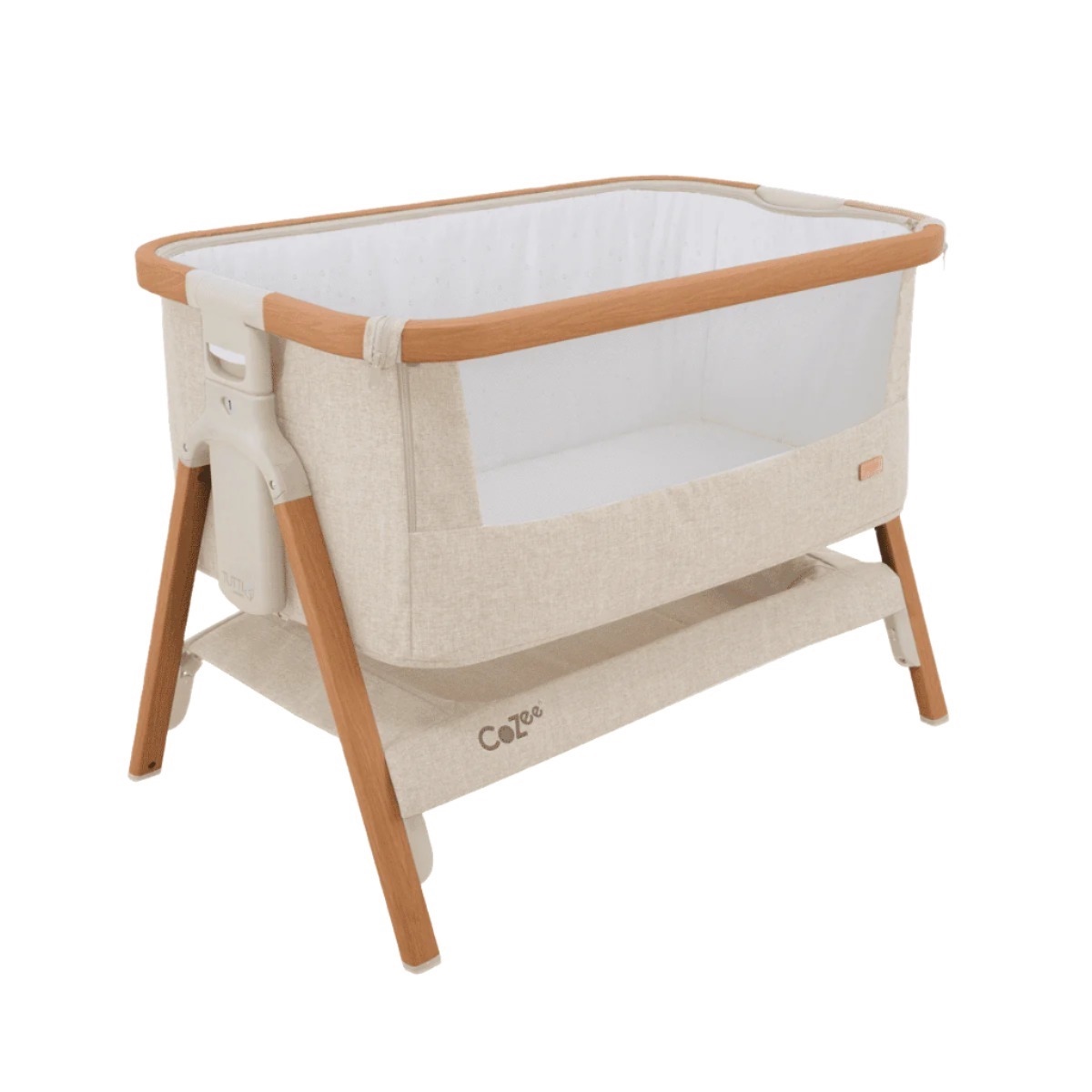 Tutti Bambini CoZee Bedside Crib- Scandinavian Walnut & Ecru
