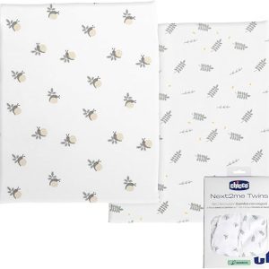 Chicco Next2Me Twins Crib Bamboo Sheets 2Pack - Greenery/Beige