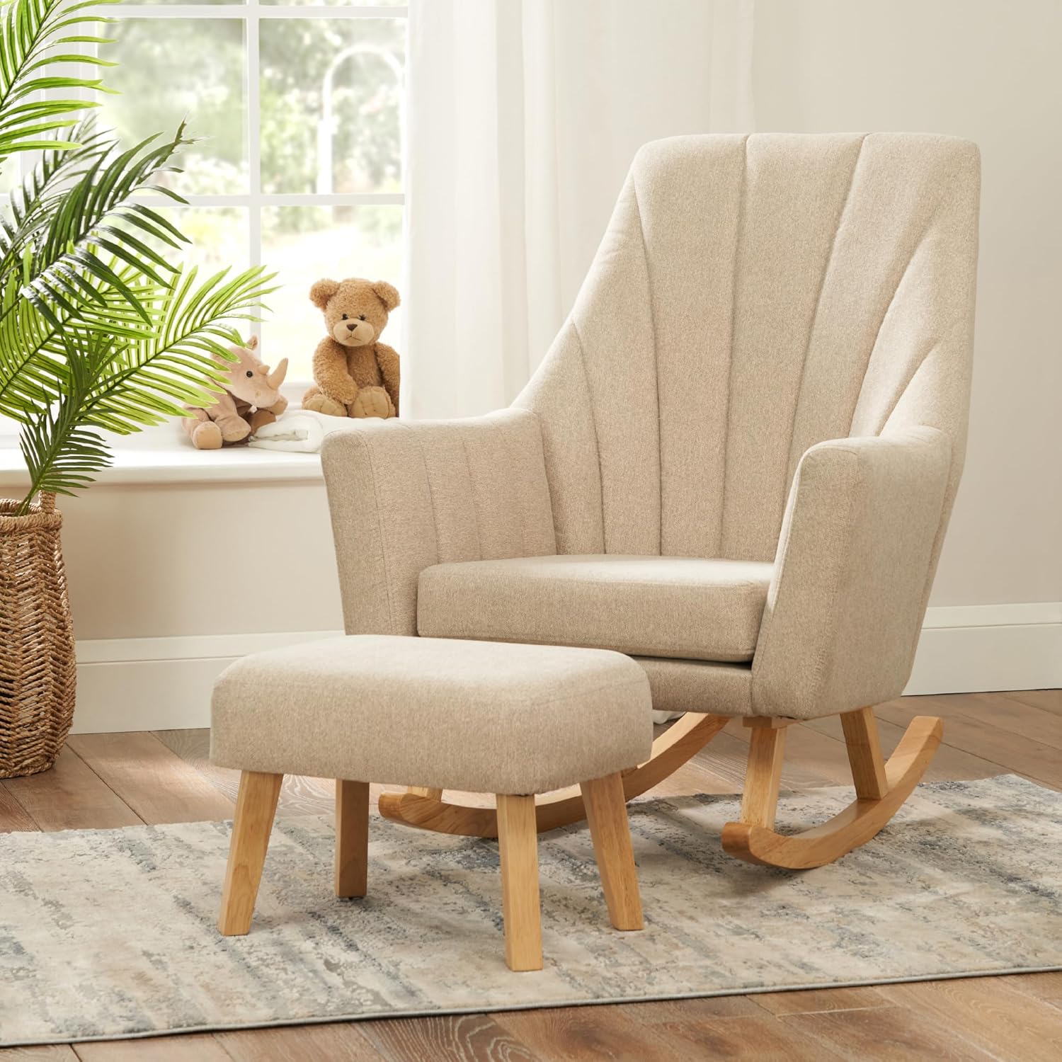Tutti Jonah Rocking Chair & Foot Stool Set - Stone