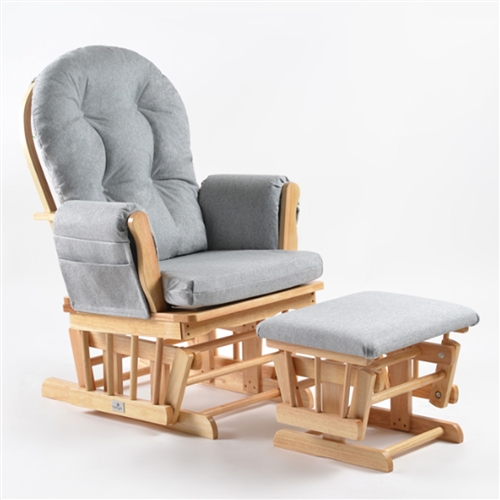 Babylo Brompton Glider Chair & Stepstool Natural Grey - Last One Boxed