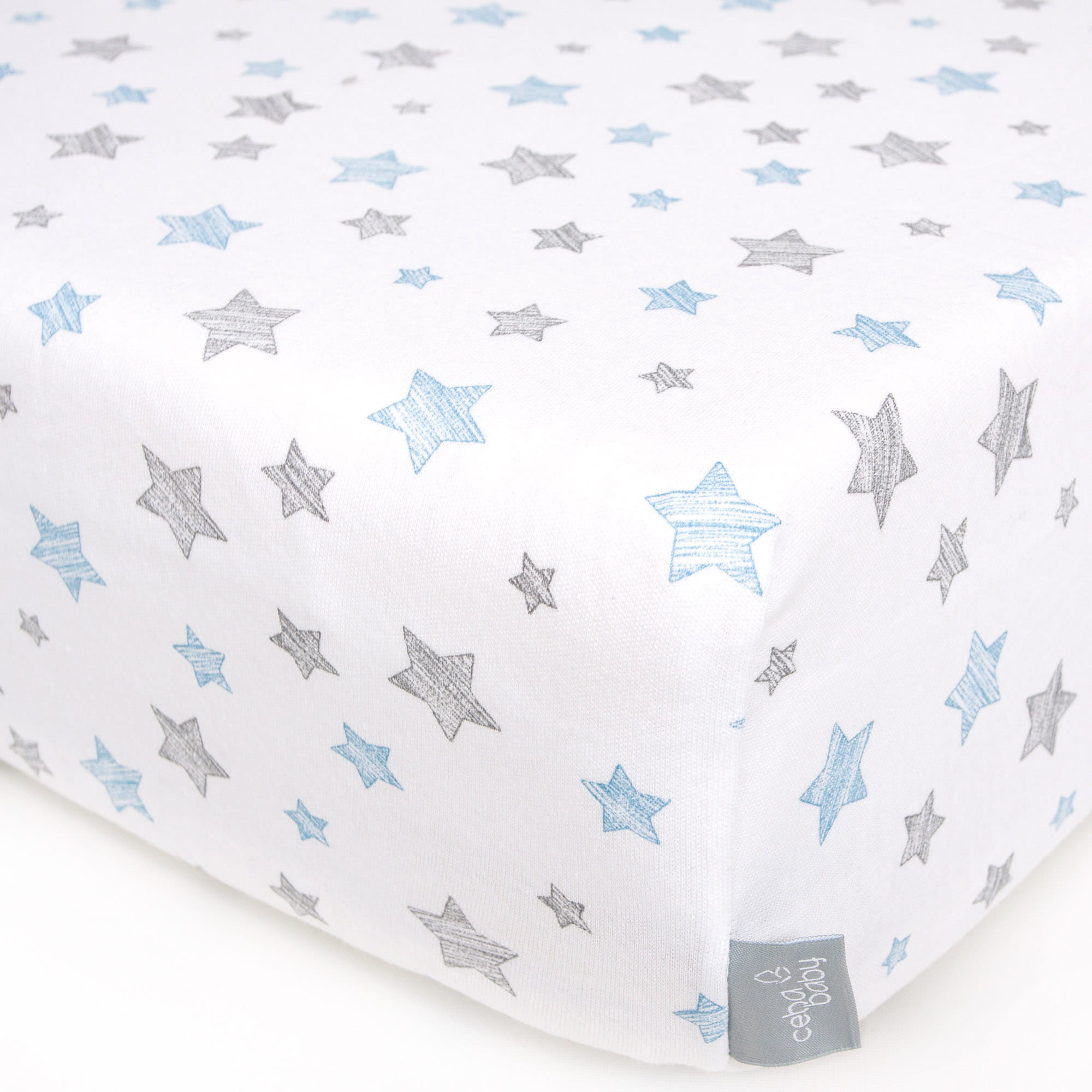 LITTLE BUBZ JERSEY FITTED SHEETS COT SIZE 60CM X 120CM BLUE STARS