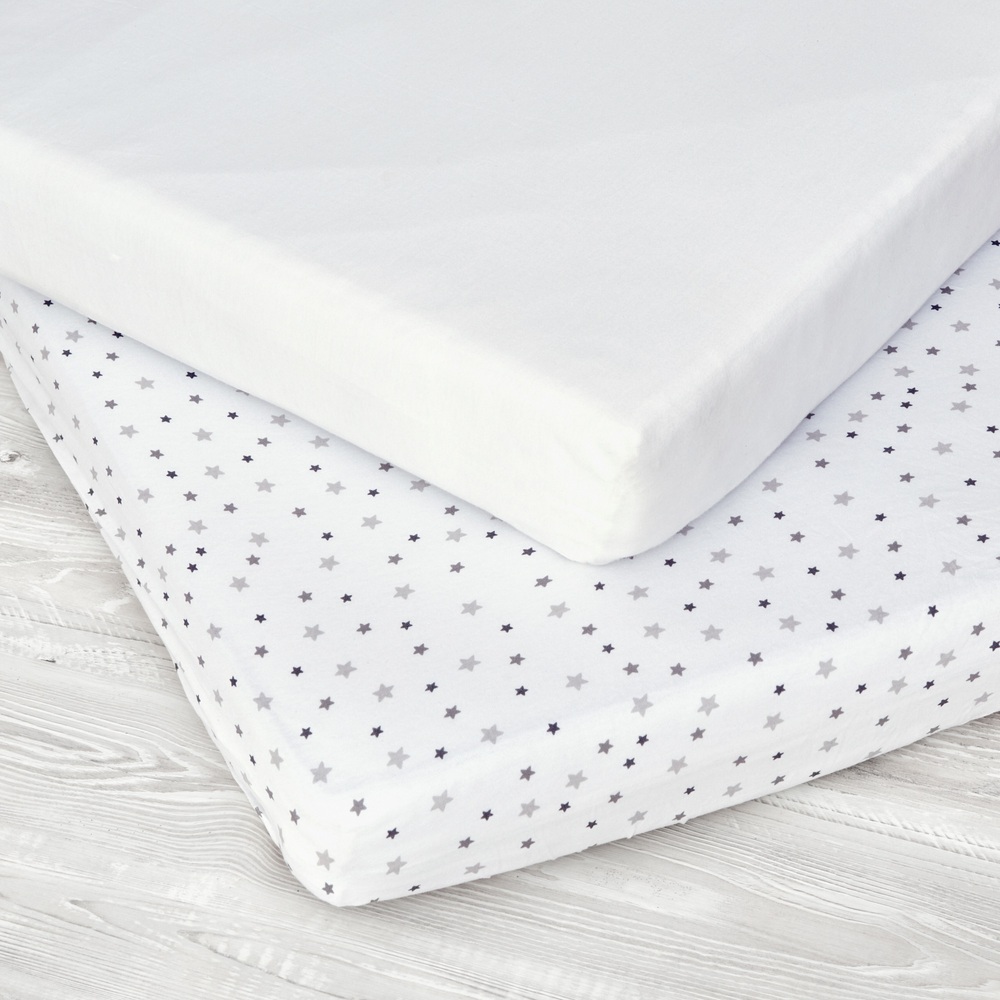 LITTLE BUBZ COTBED FITTED SHEETS WHITE/GREY (STYLE MAY VARY )