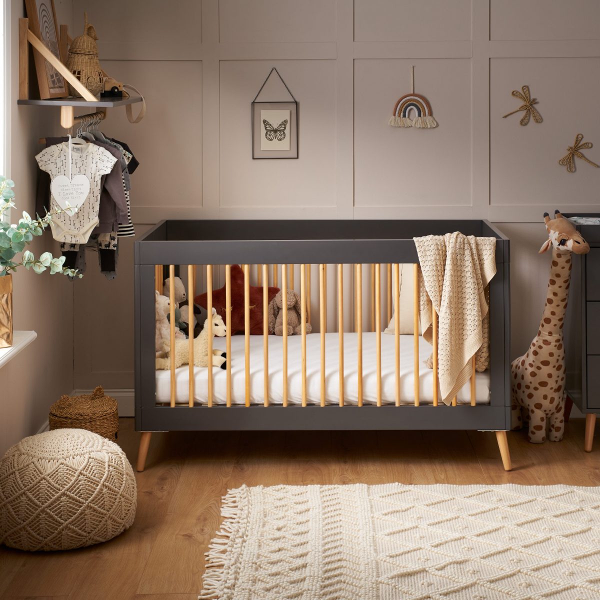 OBABY MAYA COTBED SLATE GREY ( STORE COLLECTION ONLY )