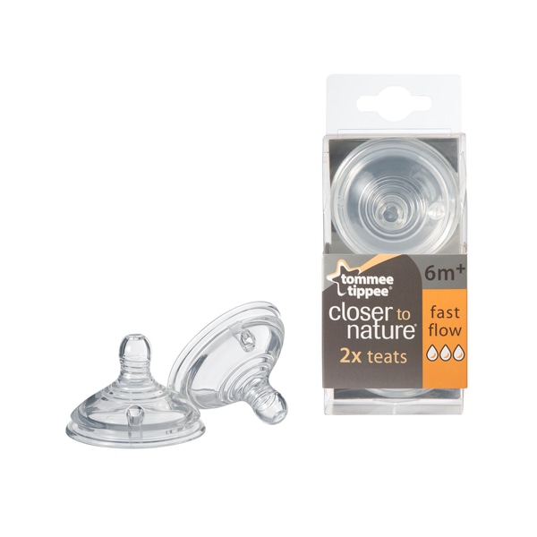 TOMMEE TIPPE REPLACEMENT TEATS -CLOSER TO NATURE 6MONTHS FAST FLOW