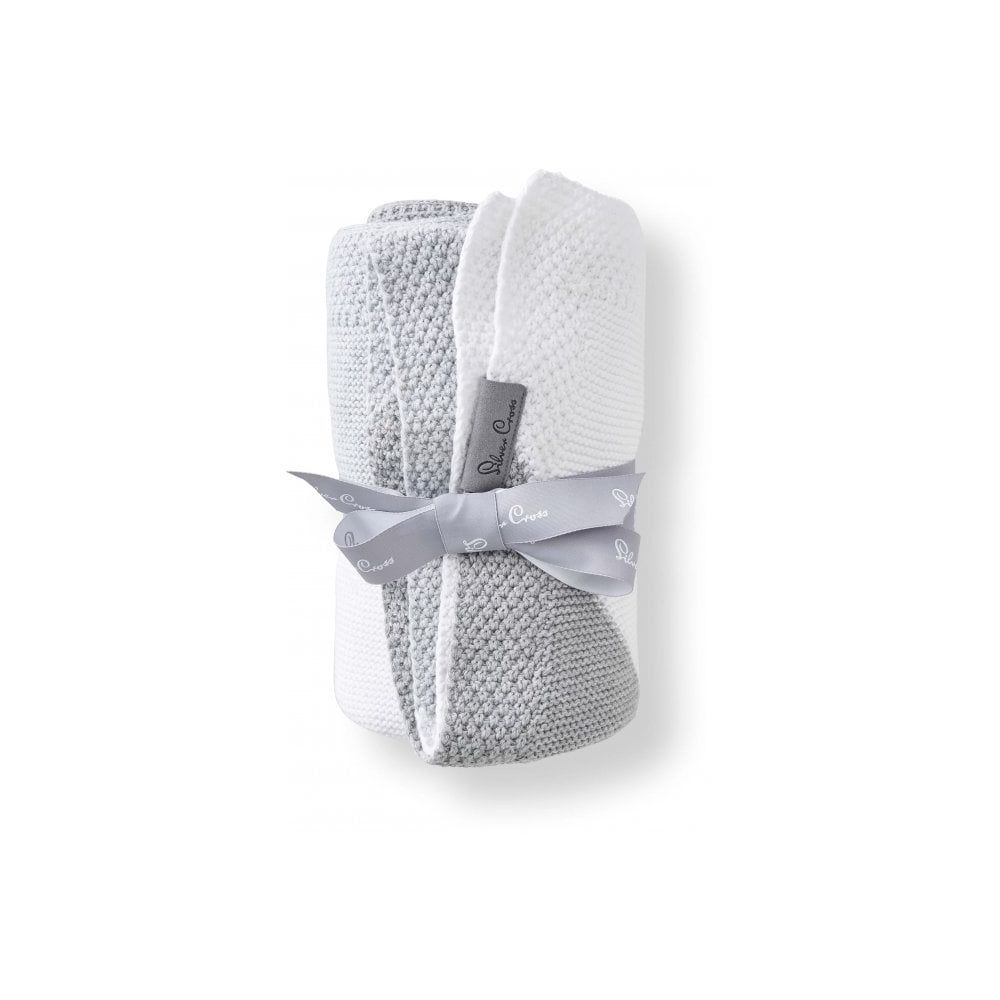 Silver Cross Grey Stripe Knitted Blanket