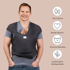 Gaia Baby Stretchy Baby Wrap 100% Organic Cotton - Graphite