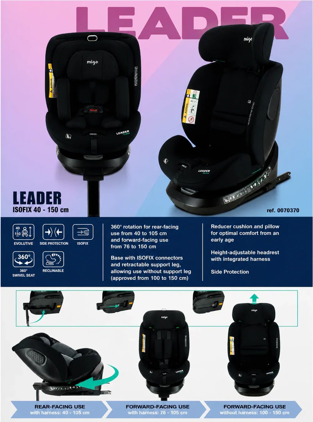 Nania Migo Leader 360 Car Seat 40cm -150cm - Image 6