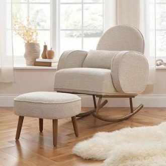 Micah Rocking Chair & Footstool - Boucle Biscuit €349 - Pre Order Early August Delivery