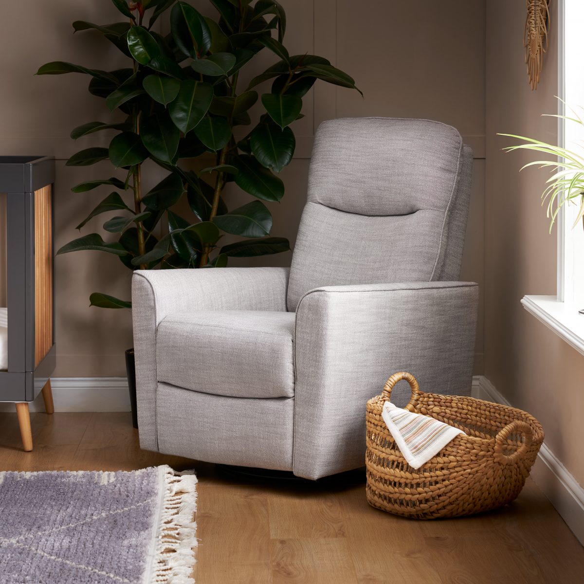 OBaby Savannah Swivel Glider Recliner Chair -Pebble Store Collection only- LAST FEW REMAINING