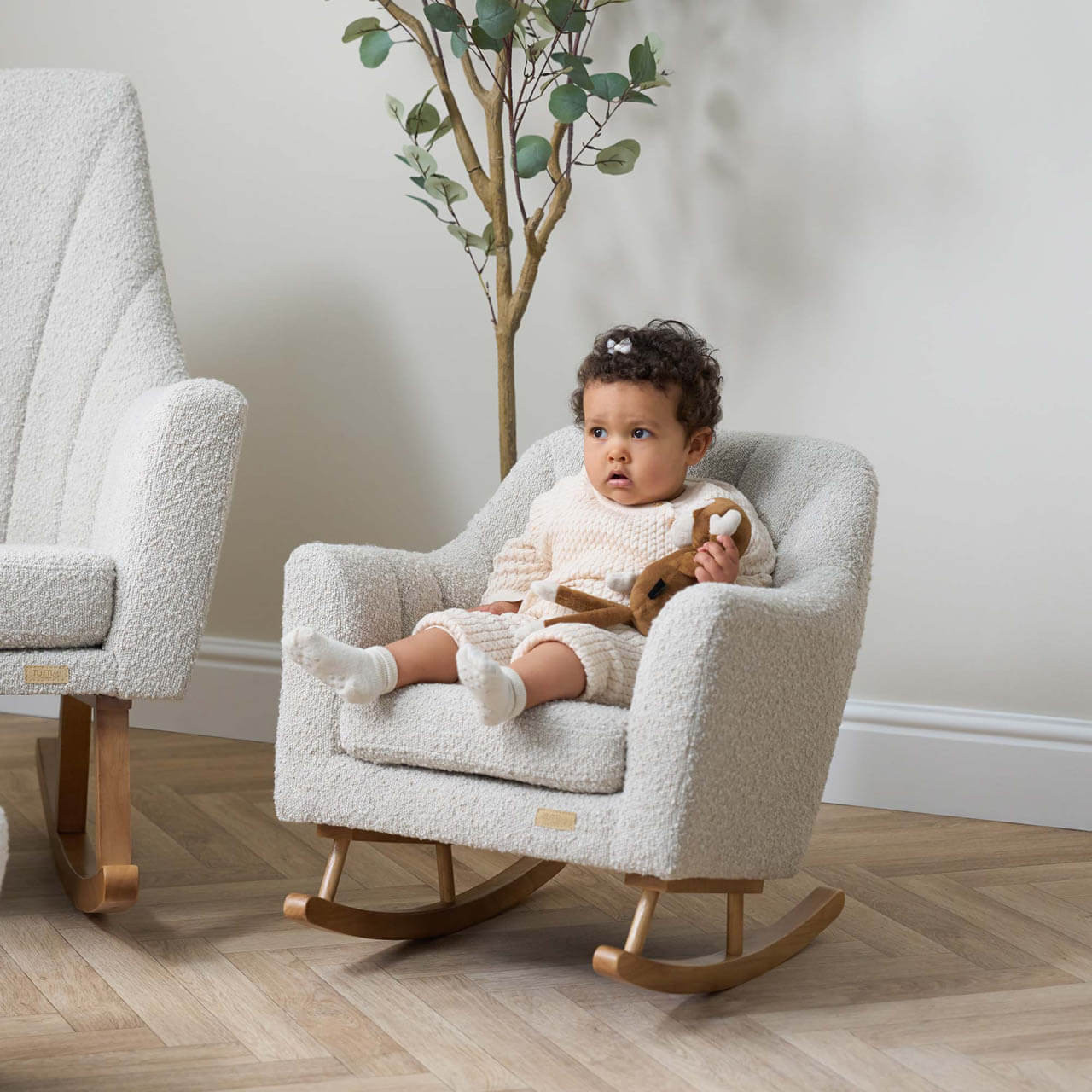Jonah Mini Me Children's Rocking Chair - Boucle Mushroom Stock Due End July - Image 4