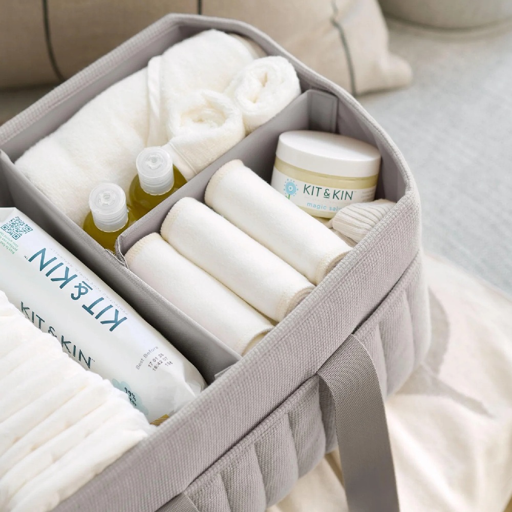 Mamas & Papas Nappy Caddy – Soft Grey Waffle - Image 3