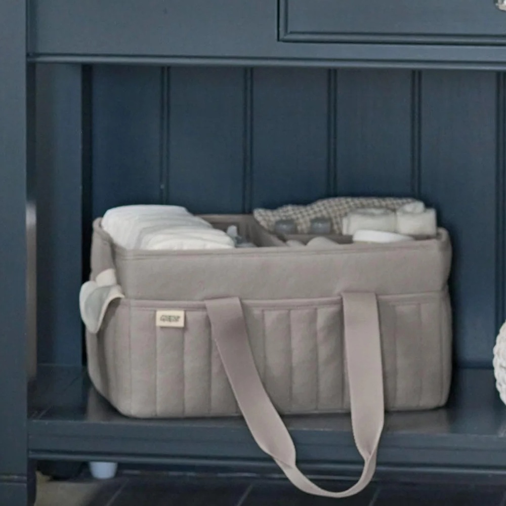 Mamas & Papas Nappy Caddy – Soft Grey Waffle - Image 4