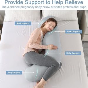 Momcozy J Shaped Maternity Body Pillow - Grey